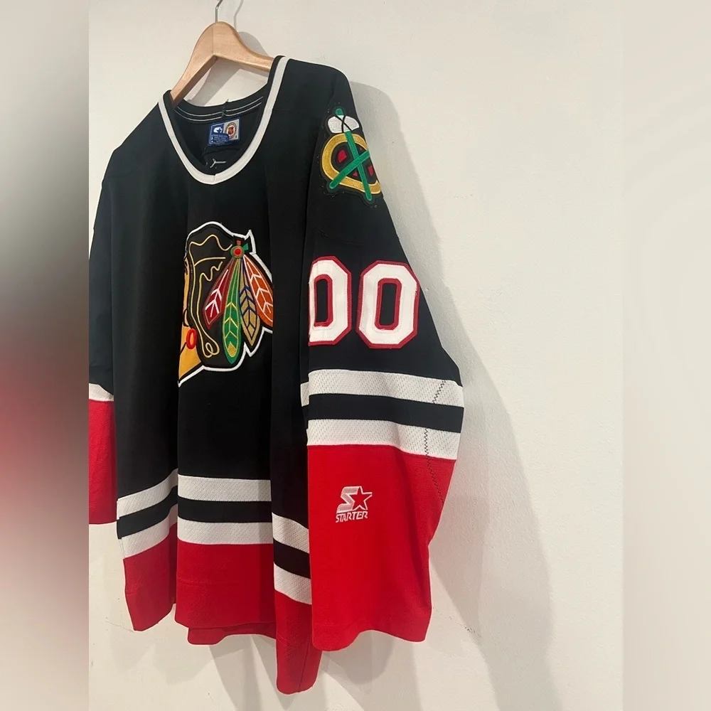 Chicago Blackhawks Starter Vintage jersey black alternate rare mens sz X Large - Picture 3 of 11